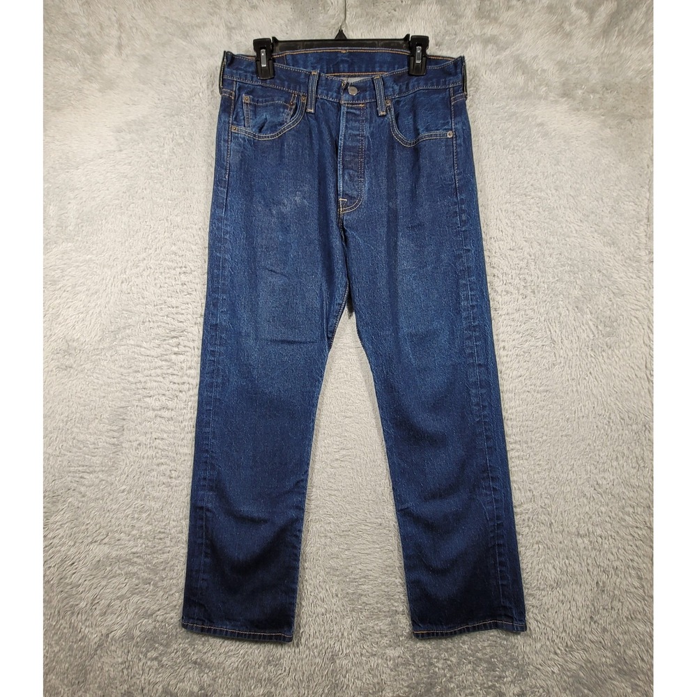 Levis 501‎ Original Fit Jeans Mens 33x30 Dark Wash Blue Button Fly Straight Leg